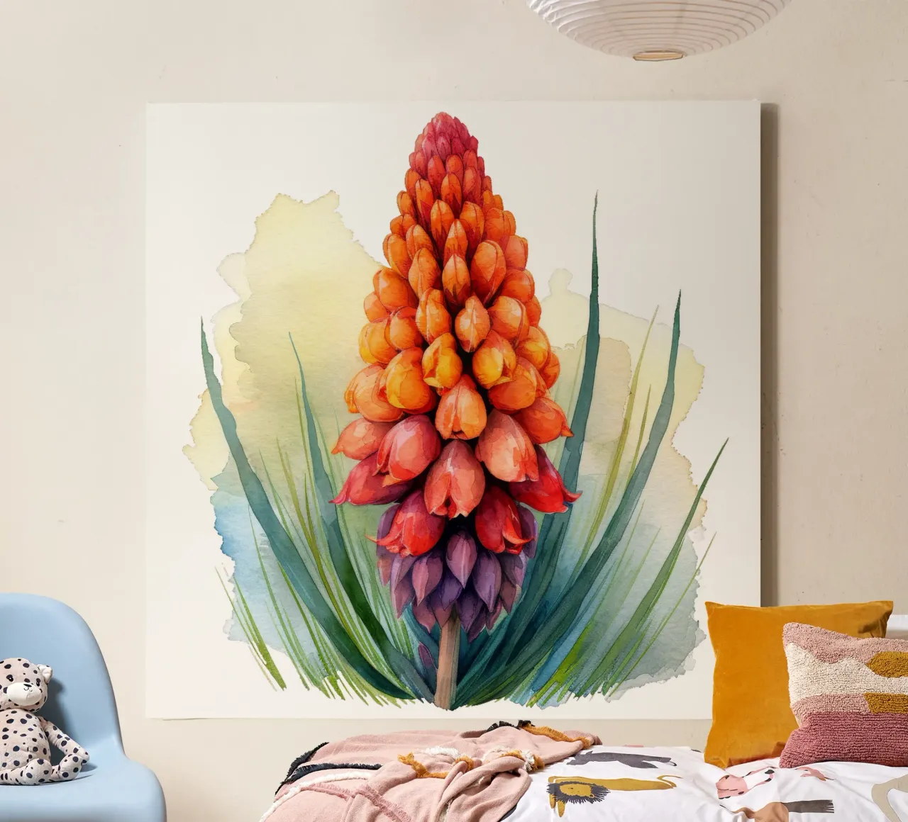 Fiore di poker rosso fuoco tela con Cornice a cassetta da Bold Blooms