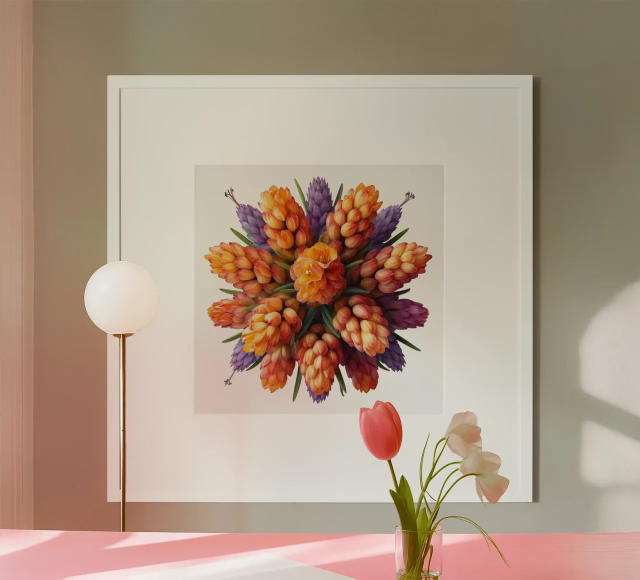 Fiore di poker rosso fuoco poster con telaio in plastica da Bold Blooms