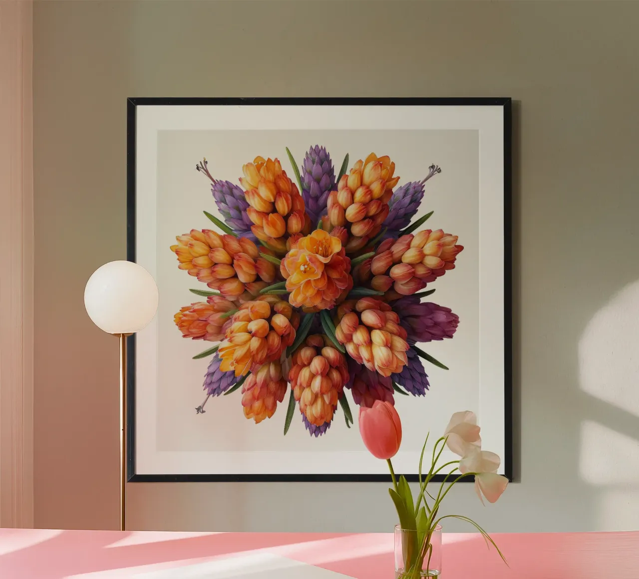 Fiore di poker rosso fuoco poster con telaio in plastica da Bold Blooms