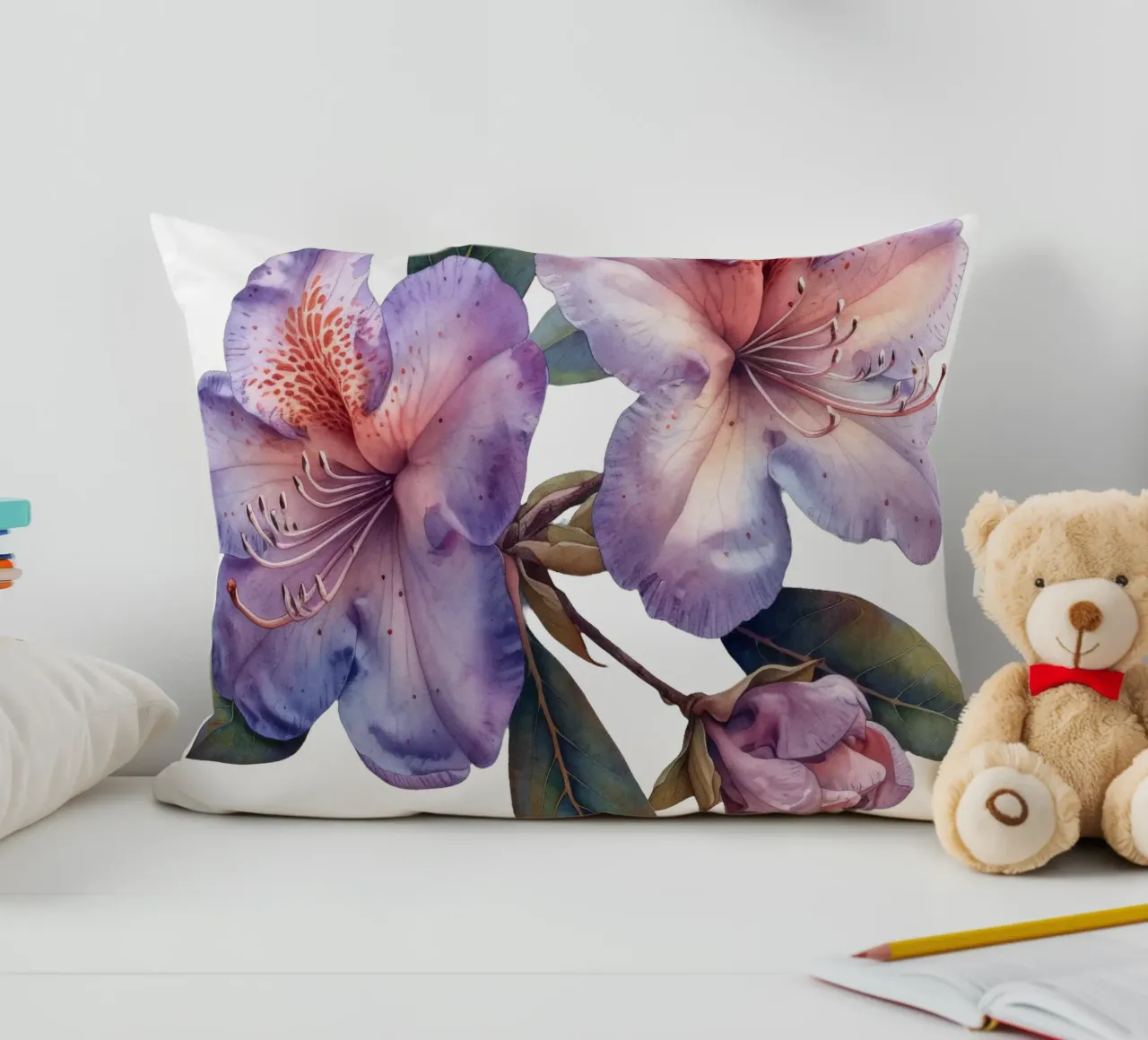 Rhododendron Flower decorative cushion by Bold Blooms