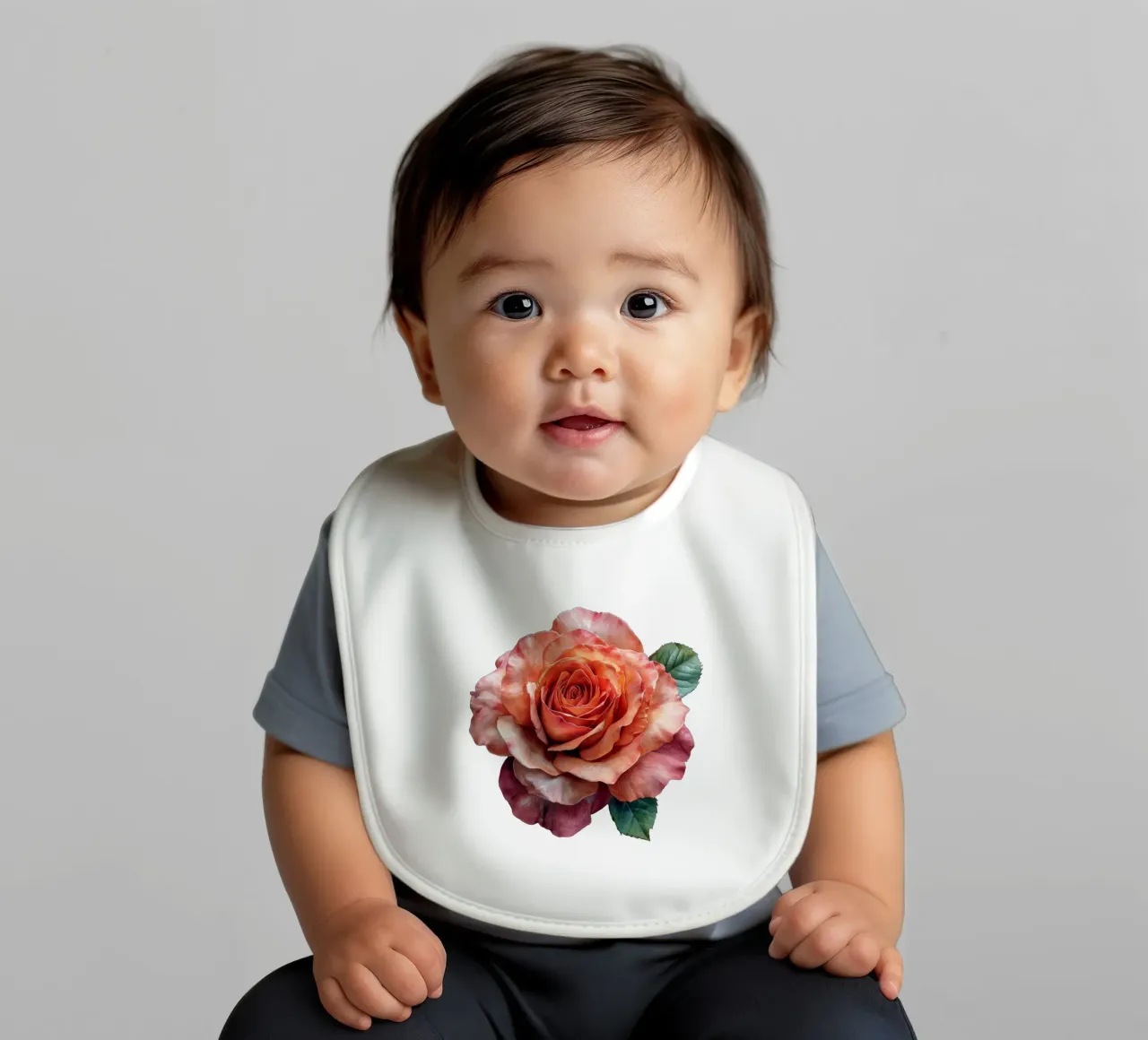 Rose Flower baby bib by Bold Blooms
