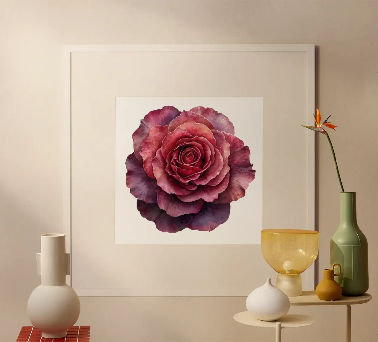 Fiore di rosa poster con telaio in alluminio da Bold Blooms