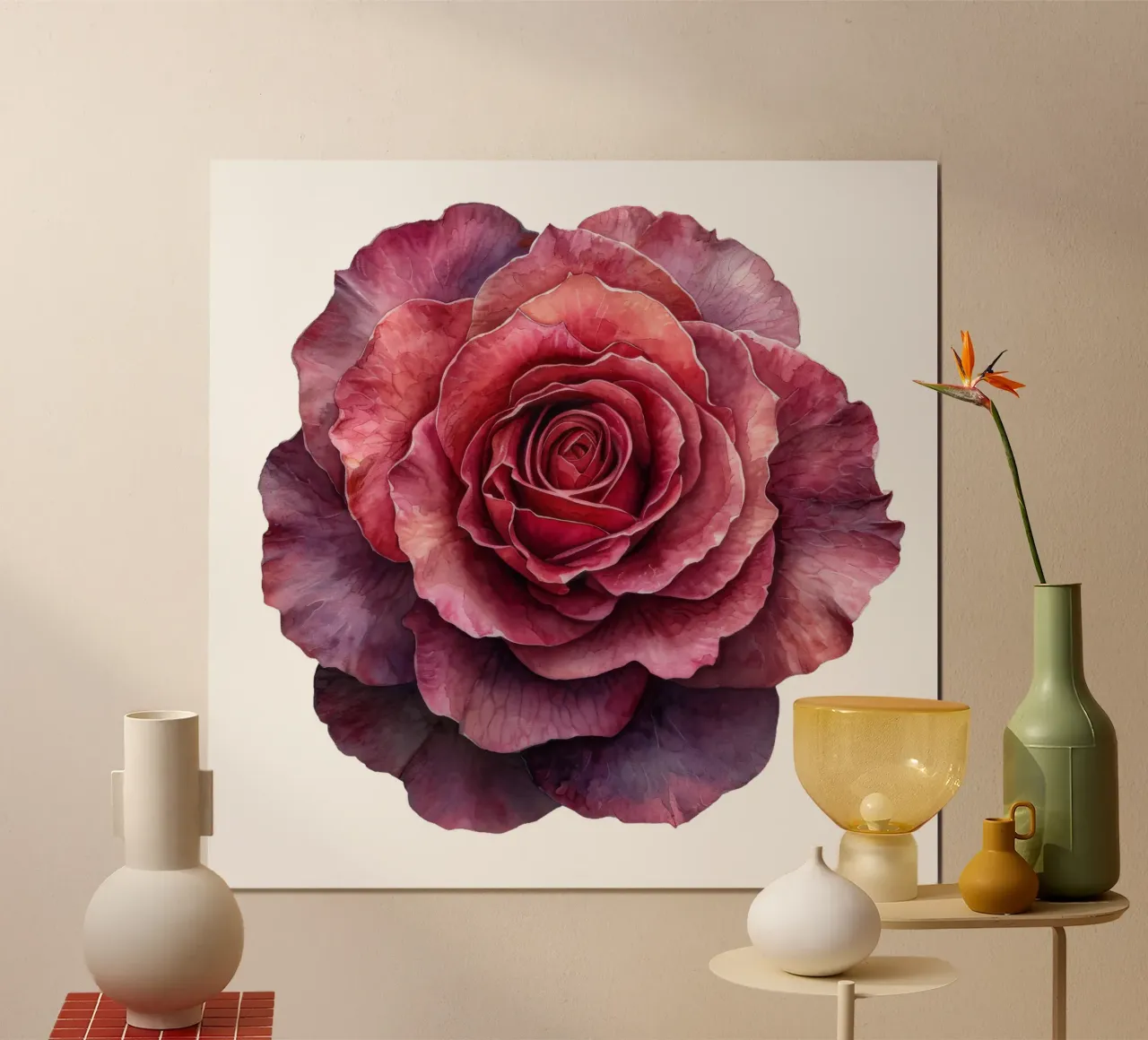Fiore di rosa poster con telaio in alluminio da Bold Blooms