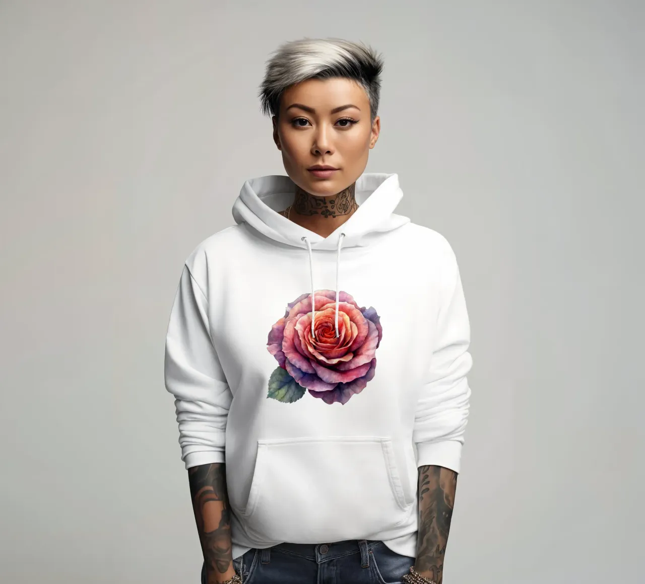 Fiore di rosa felpa con cappuccio da Bold Blooms