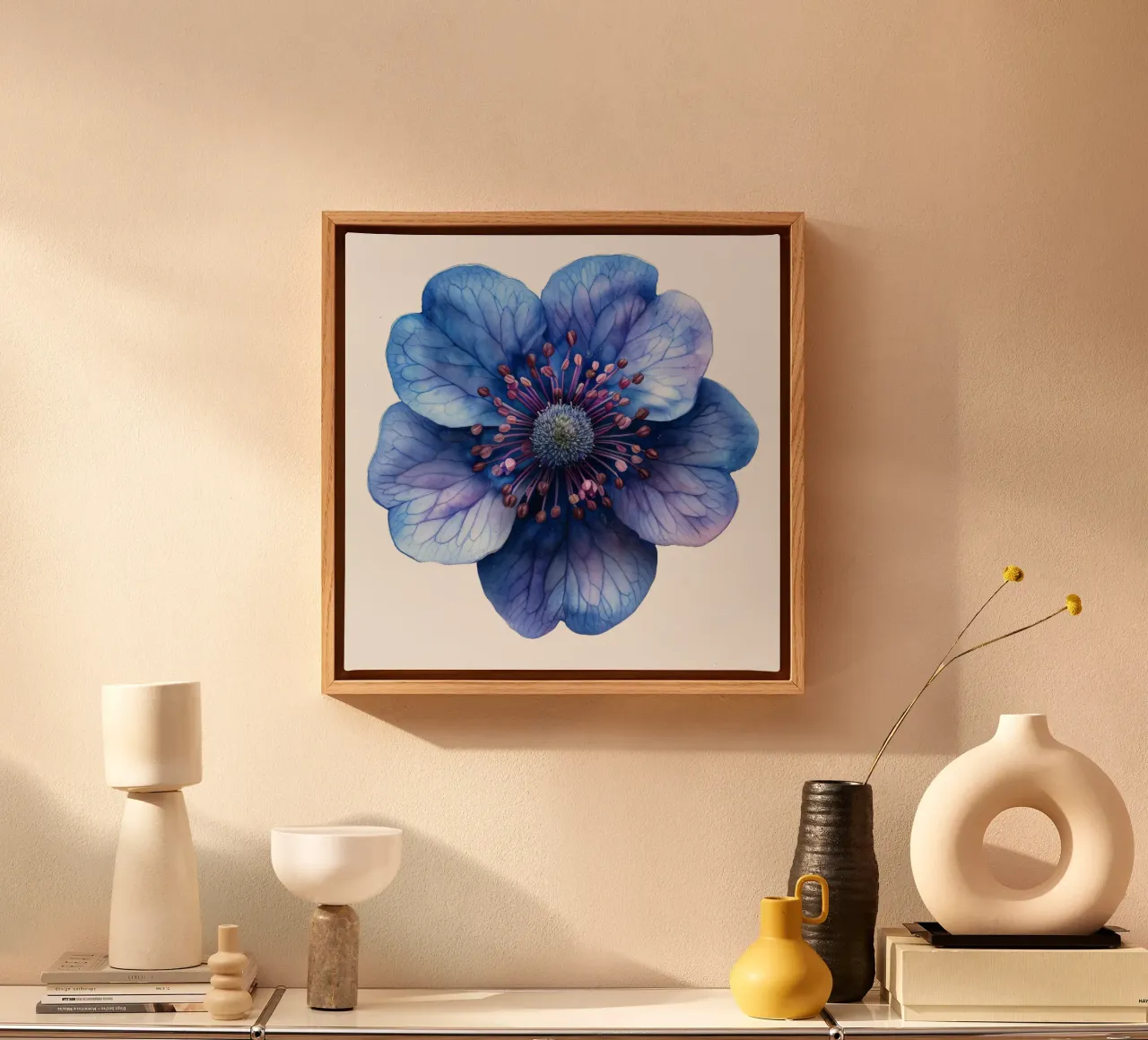Scabiosabloem canvas met Baklijst van Bold Blooms