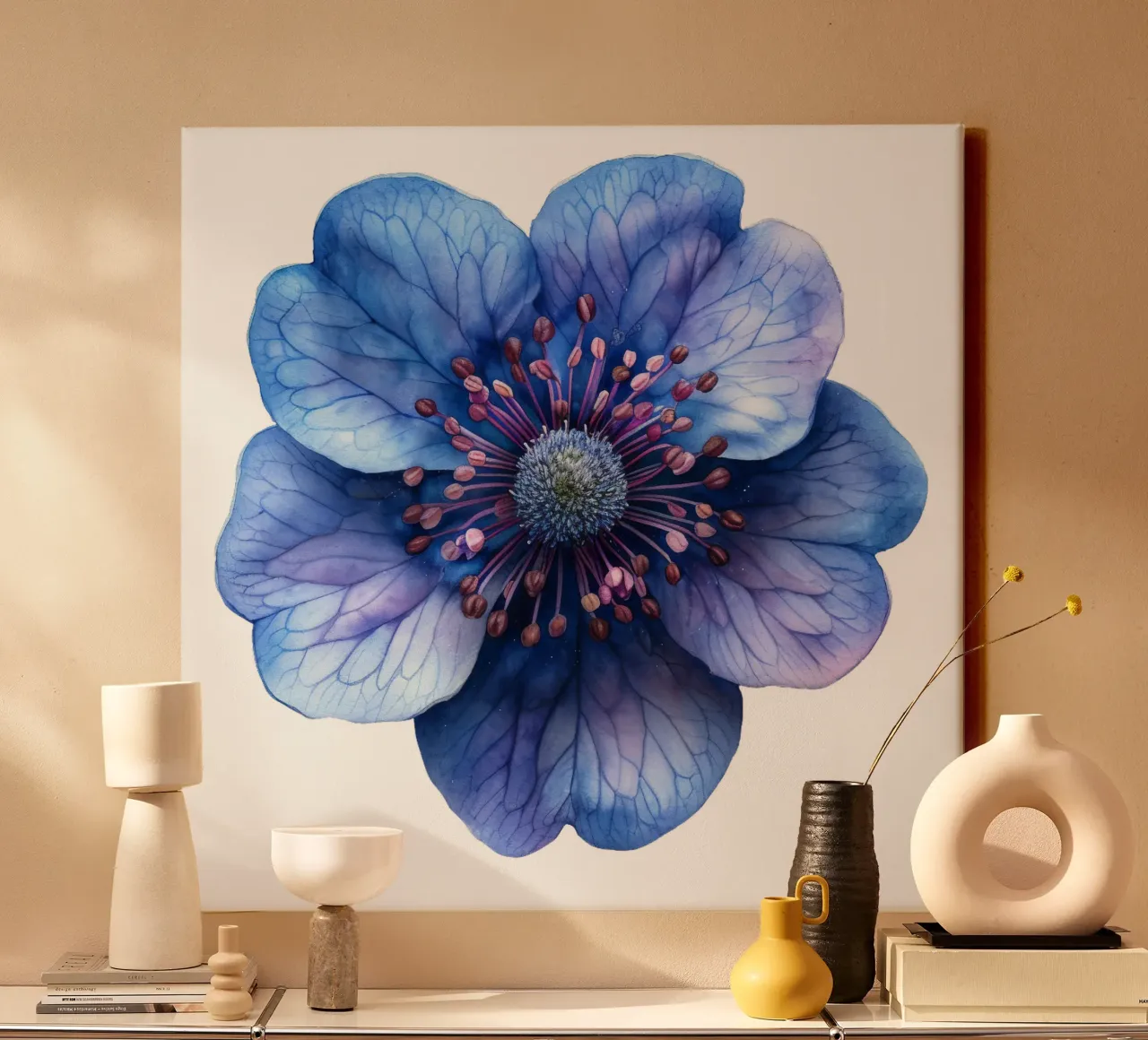 Scabiosabloem canvas met Baklijst van Bold Blooms