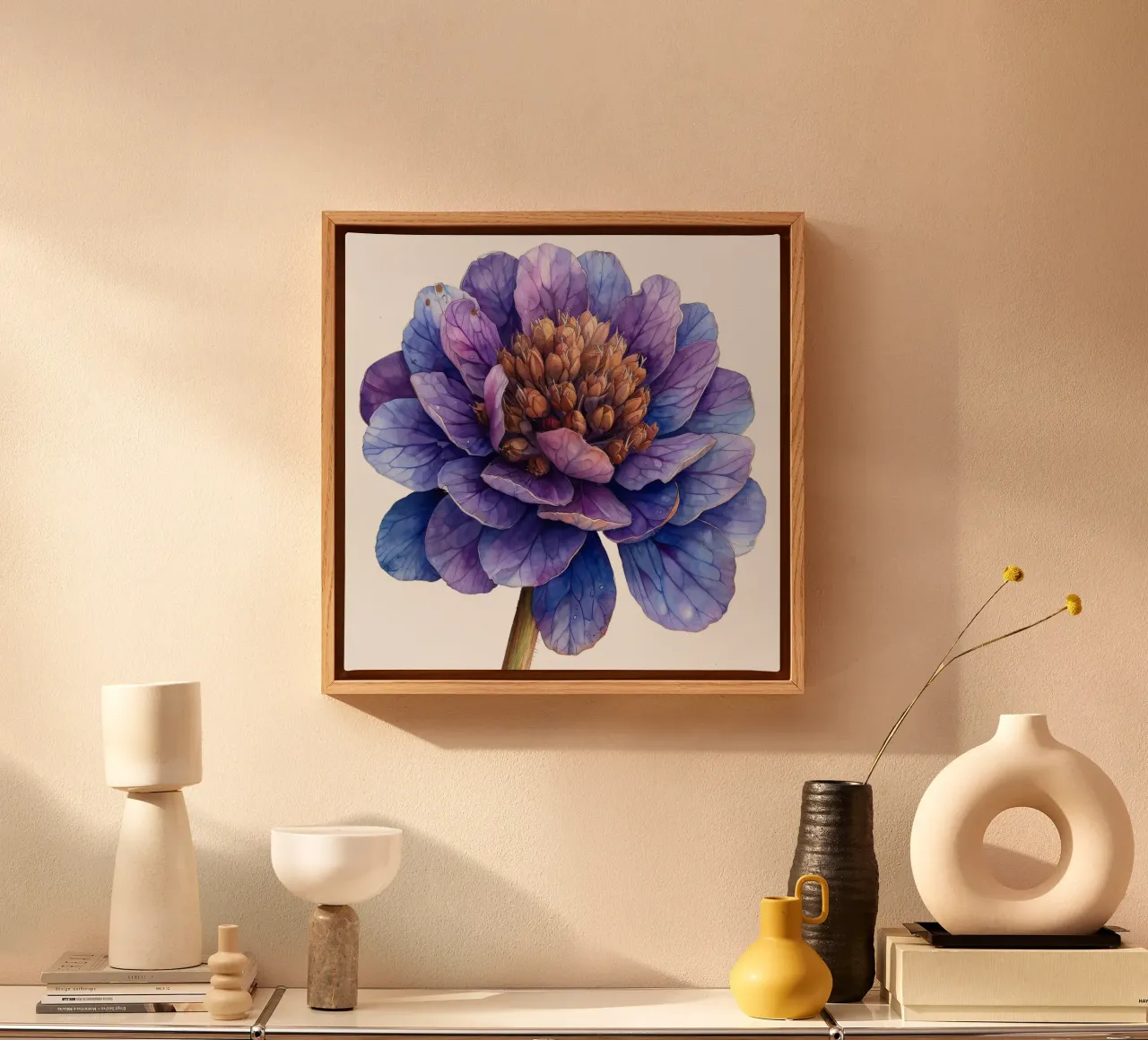 Fiore di scabiosa tela con Cornice a cassetta da Bold Blooms