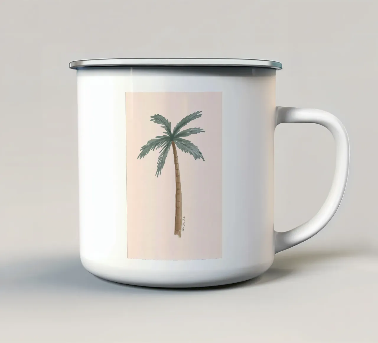 Palma boho costiera acquerello rosa minimalista tazza in smalto da This Wild Soul - Illustration