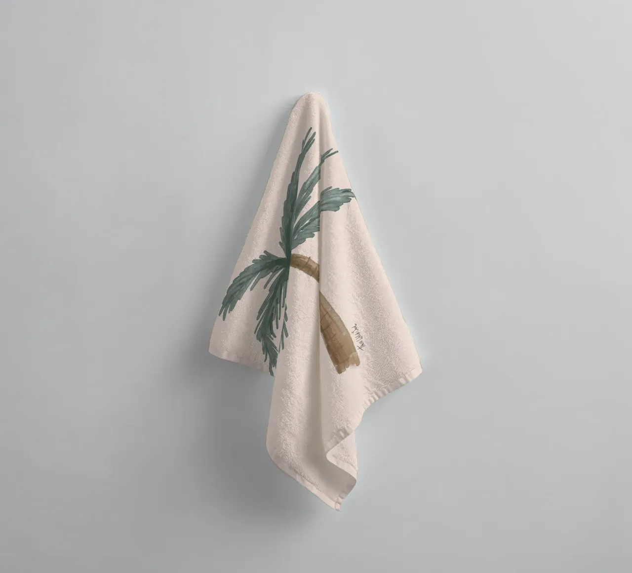 Coastal boho palm tree minimalist pink watercolour towel by This Wild Soul - Illustration
