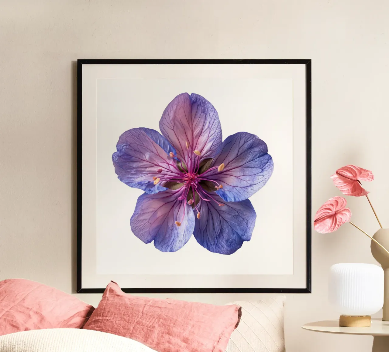 Fiore di Silene poster con telaio in legno da Bold Blooms