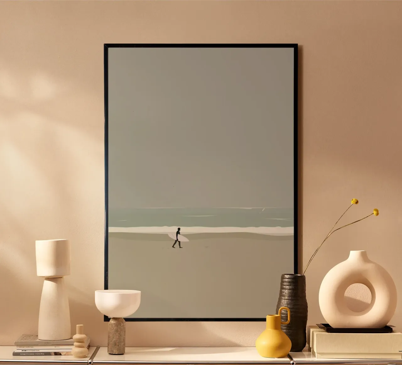 Lære At Surf poster con telaio in legno da Swen Swensøn