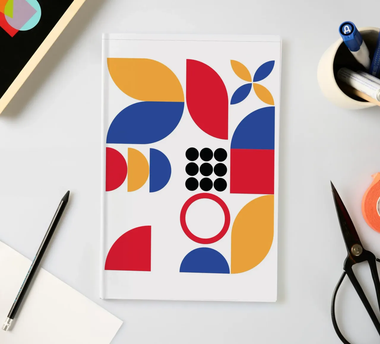 Geometric Pattern Bauhaus Style notebook by Kim Hubball Studio