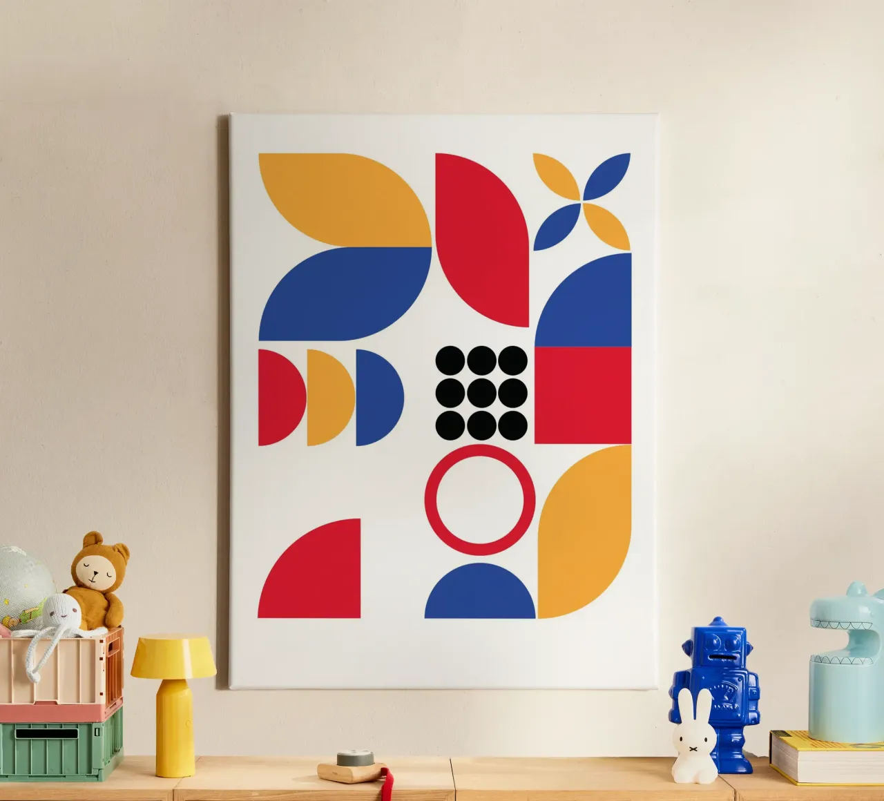 Geometric Pattern Bauhaus Style canvas with Floater frame by Kim Hubball Studio