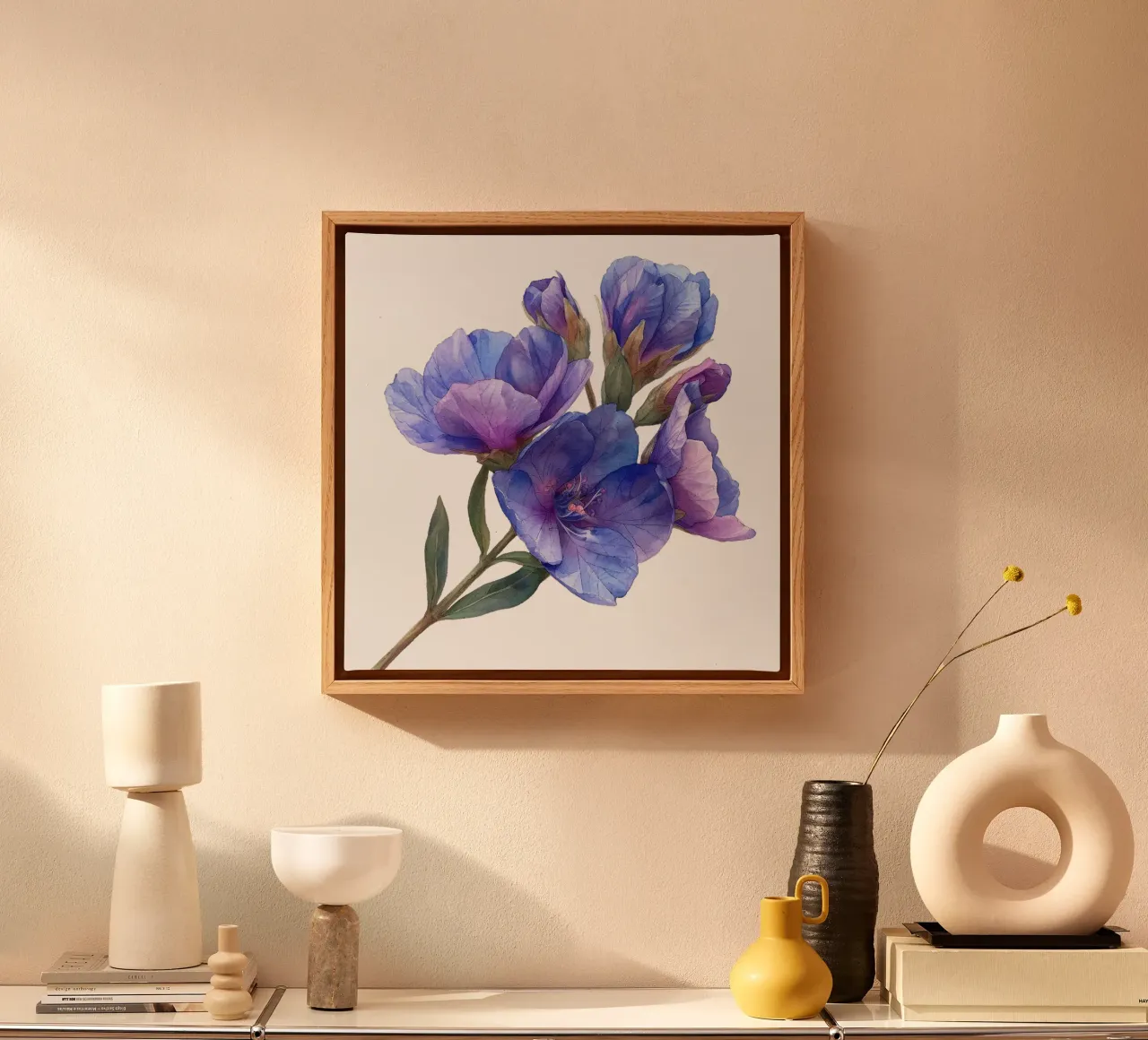 Fiore di statice tela con Cornice a cassetta da Bold Blooms
