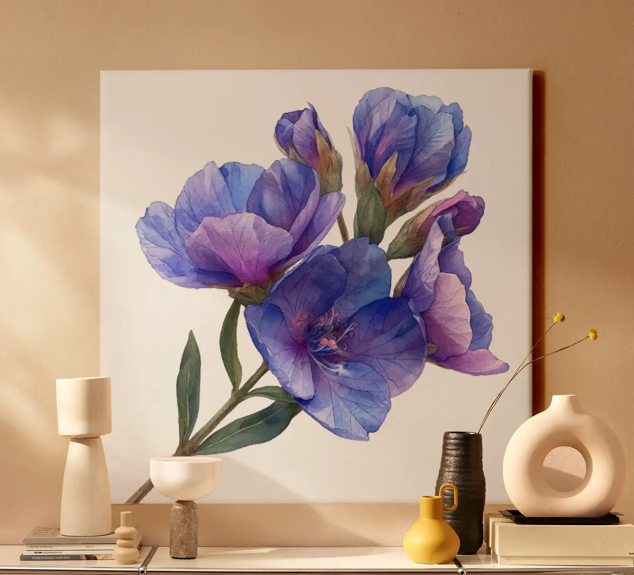 Fiore di statice tela con Cornice a cassetta da Bold Blooms
