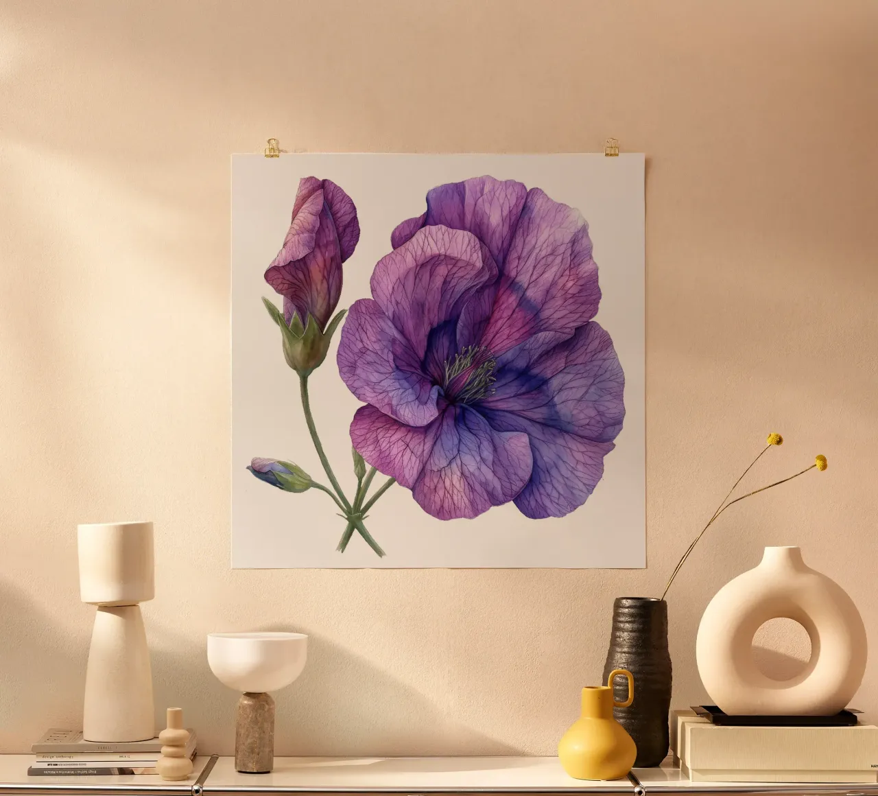 Fiore di pisello poster con telaio in plastica da Bold Blooms