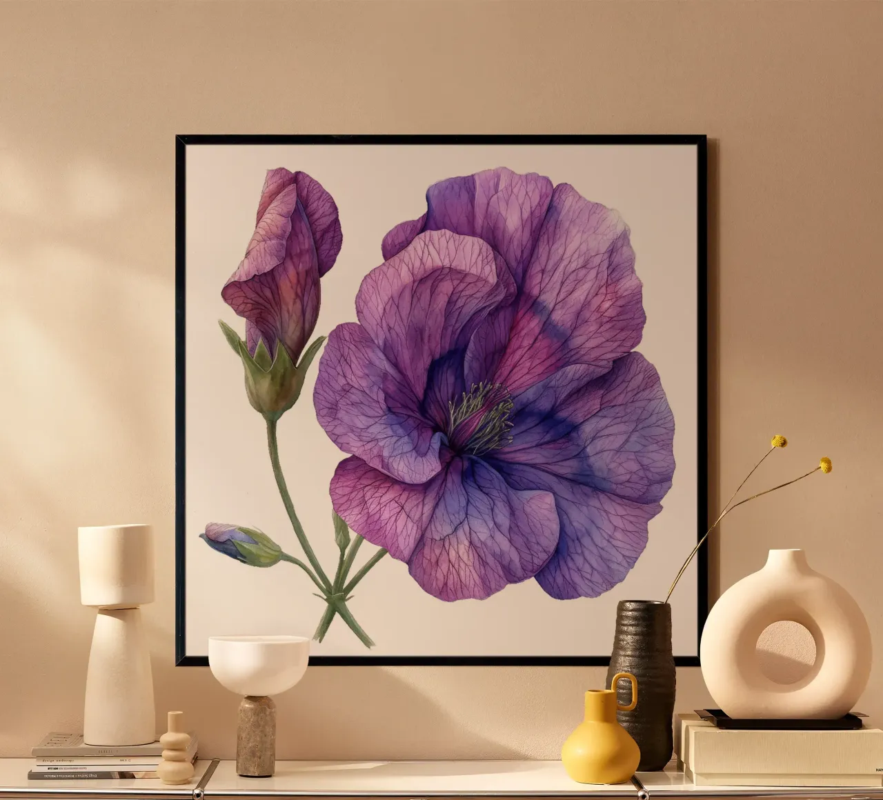 Fiore di pisello poster con telaio in plastica da Bold Blooms