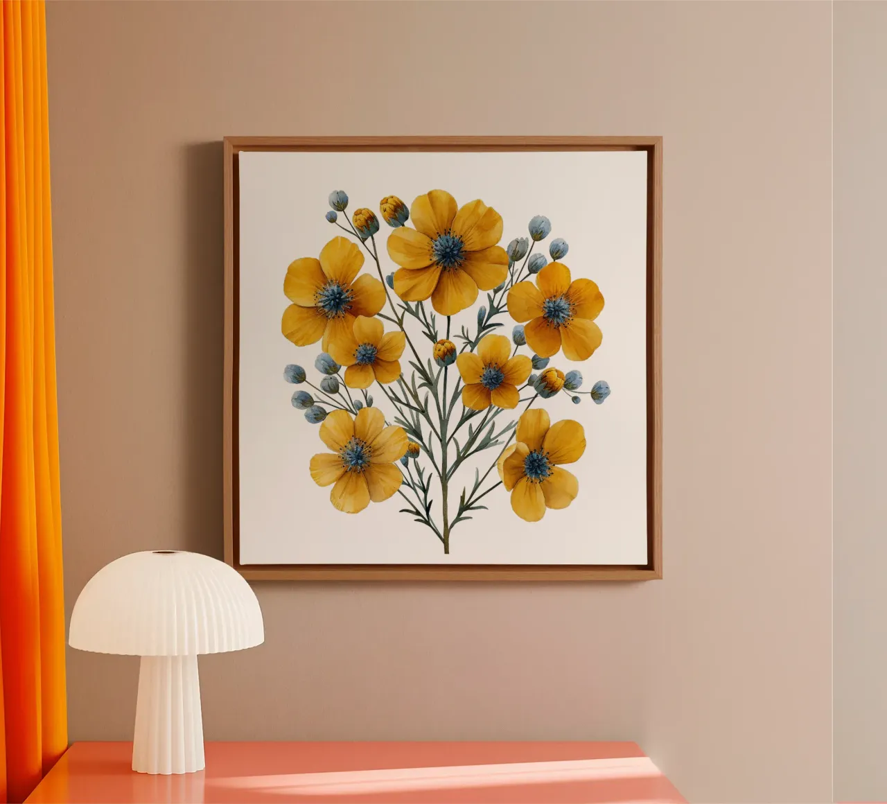 Fiore di tanaceto tela con Cornice a cassetta da Bold Blooms