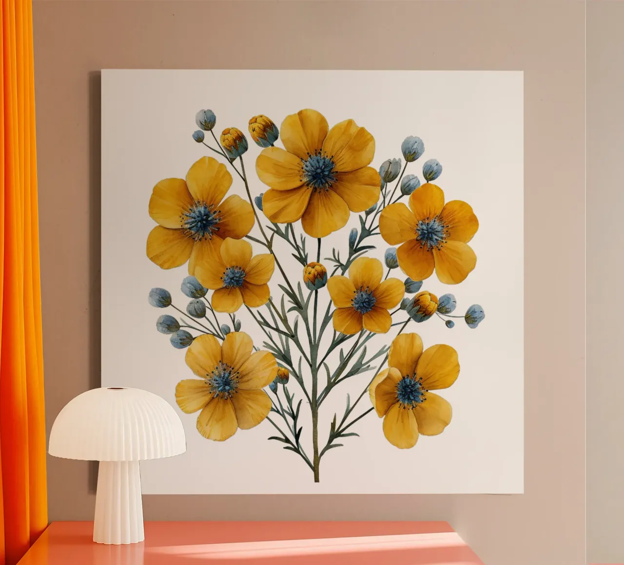 Fiore di tanaceto tela con Cornice a cassetta da Bold Blooms