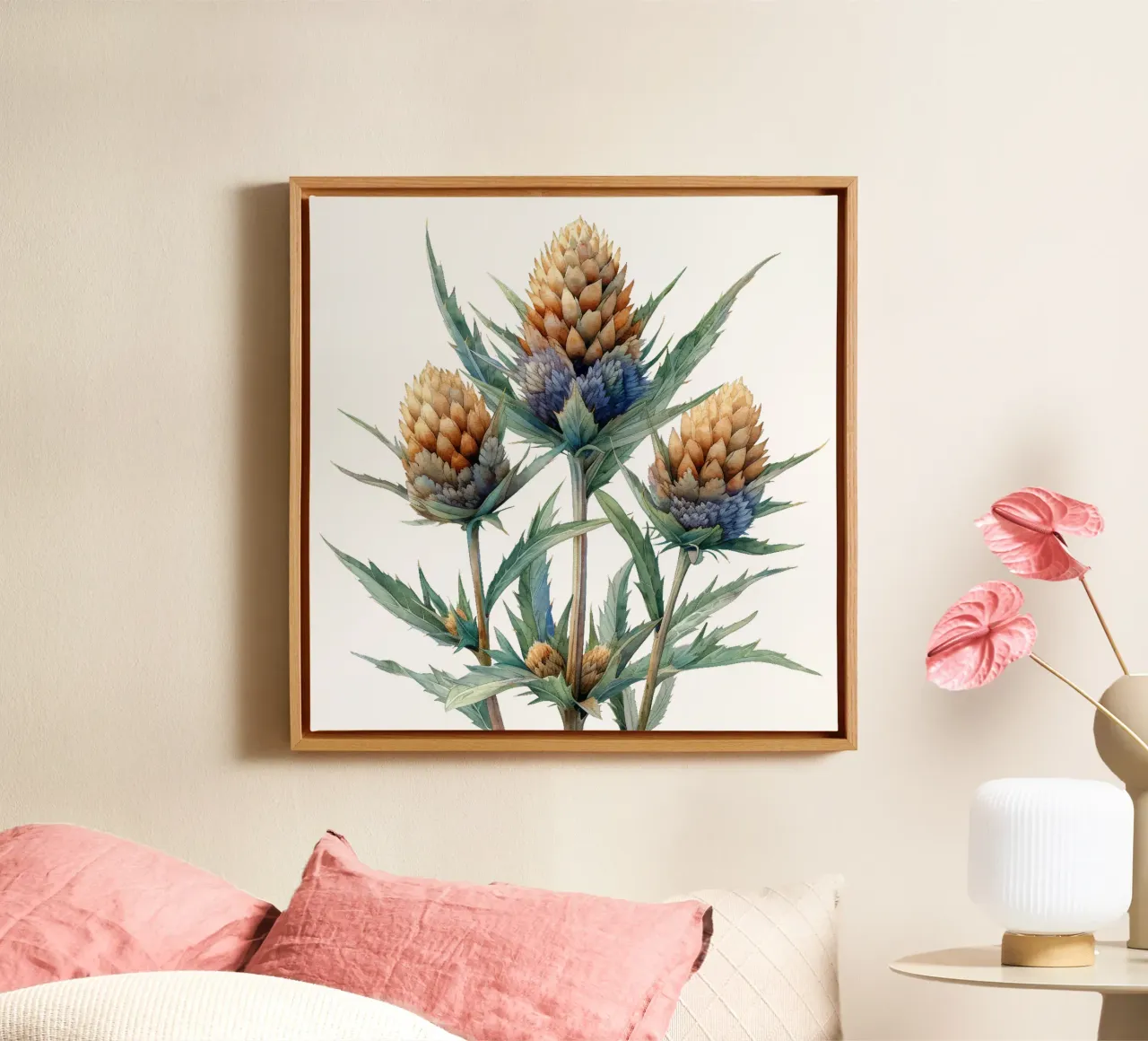 Fiore di Teasel tela con Cornice a cassetta da Bold Blooms
