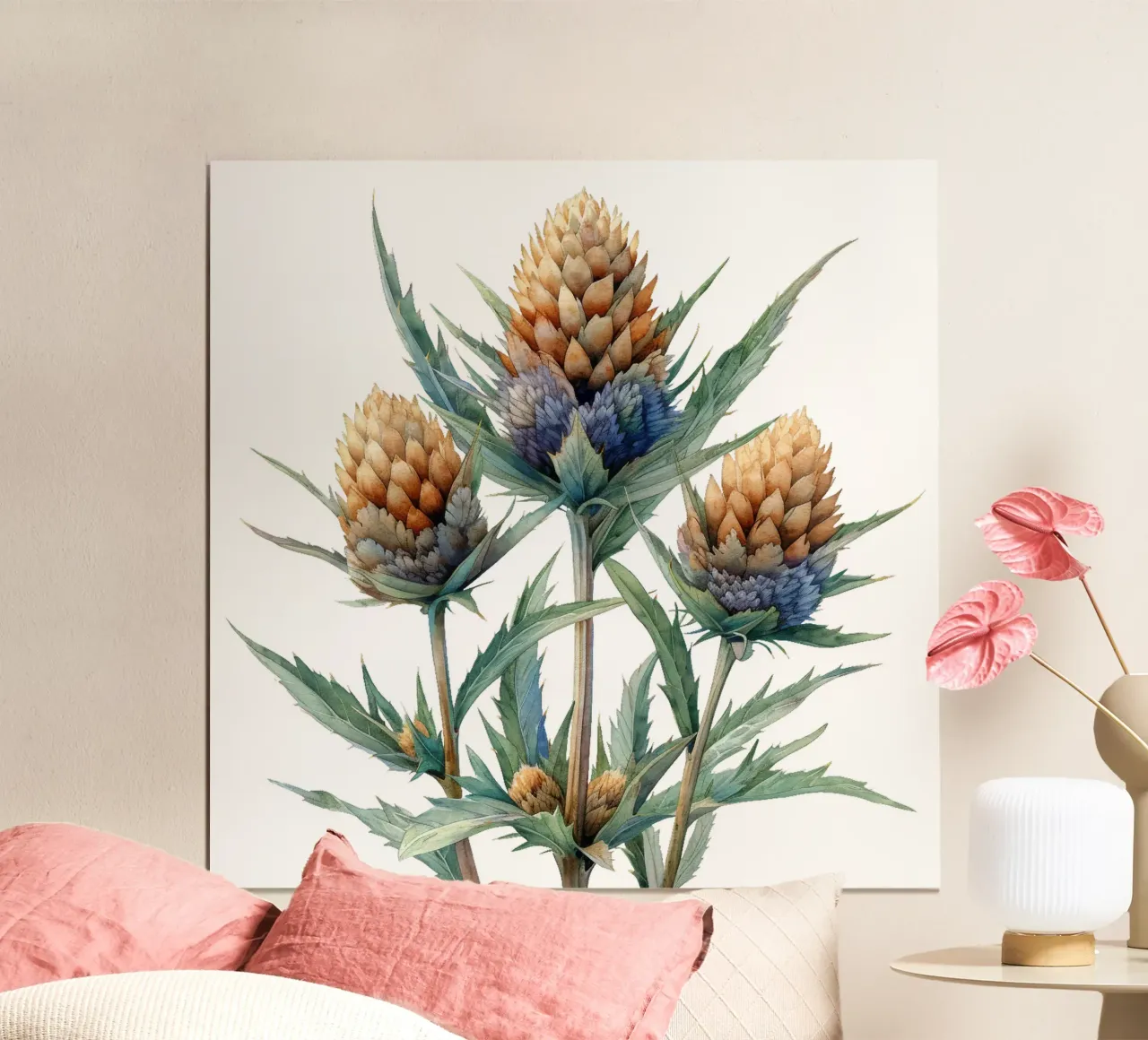 Fiore di Teasel poster con telaio in legno da Bold Blooms