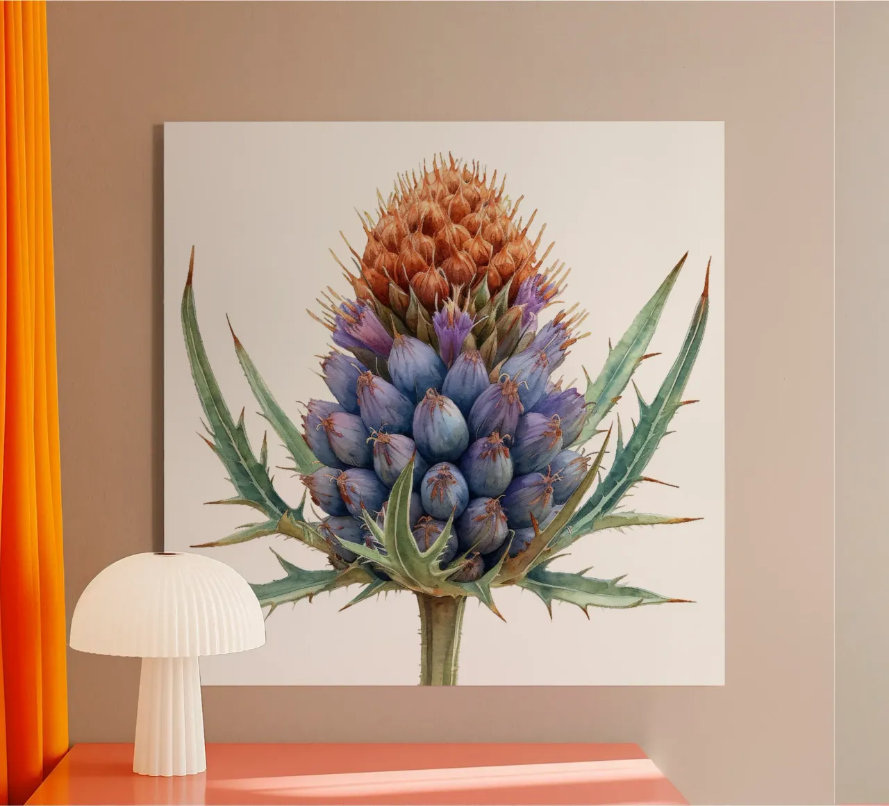 Teasel Flower acrylic glass by Bold Blooms