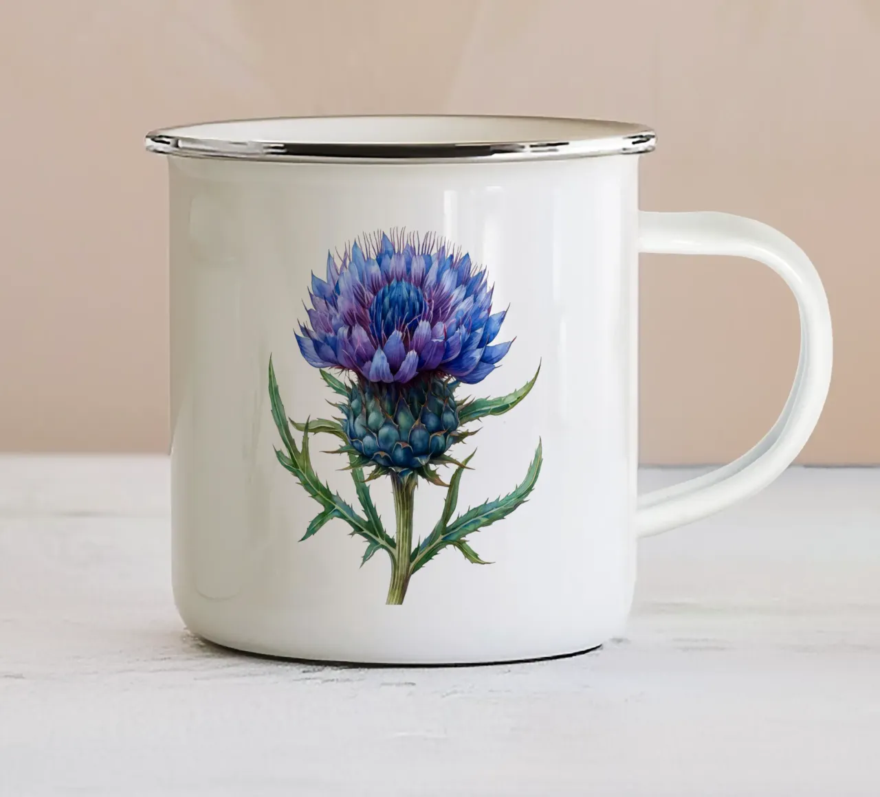 Fiore di cardo tazza in smalto da Bold Blooms