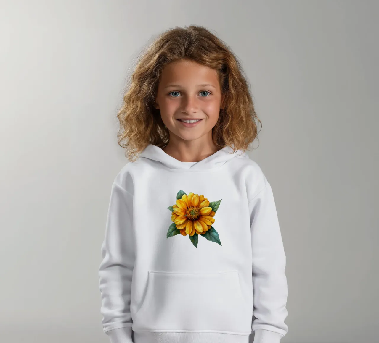 Tickseed Flower kids hoodie by Bold Blooms