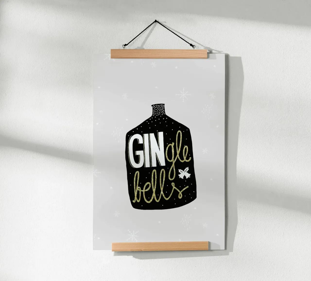GINgle Bells poster con telaio in legno da typealive