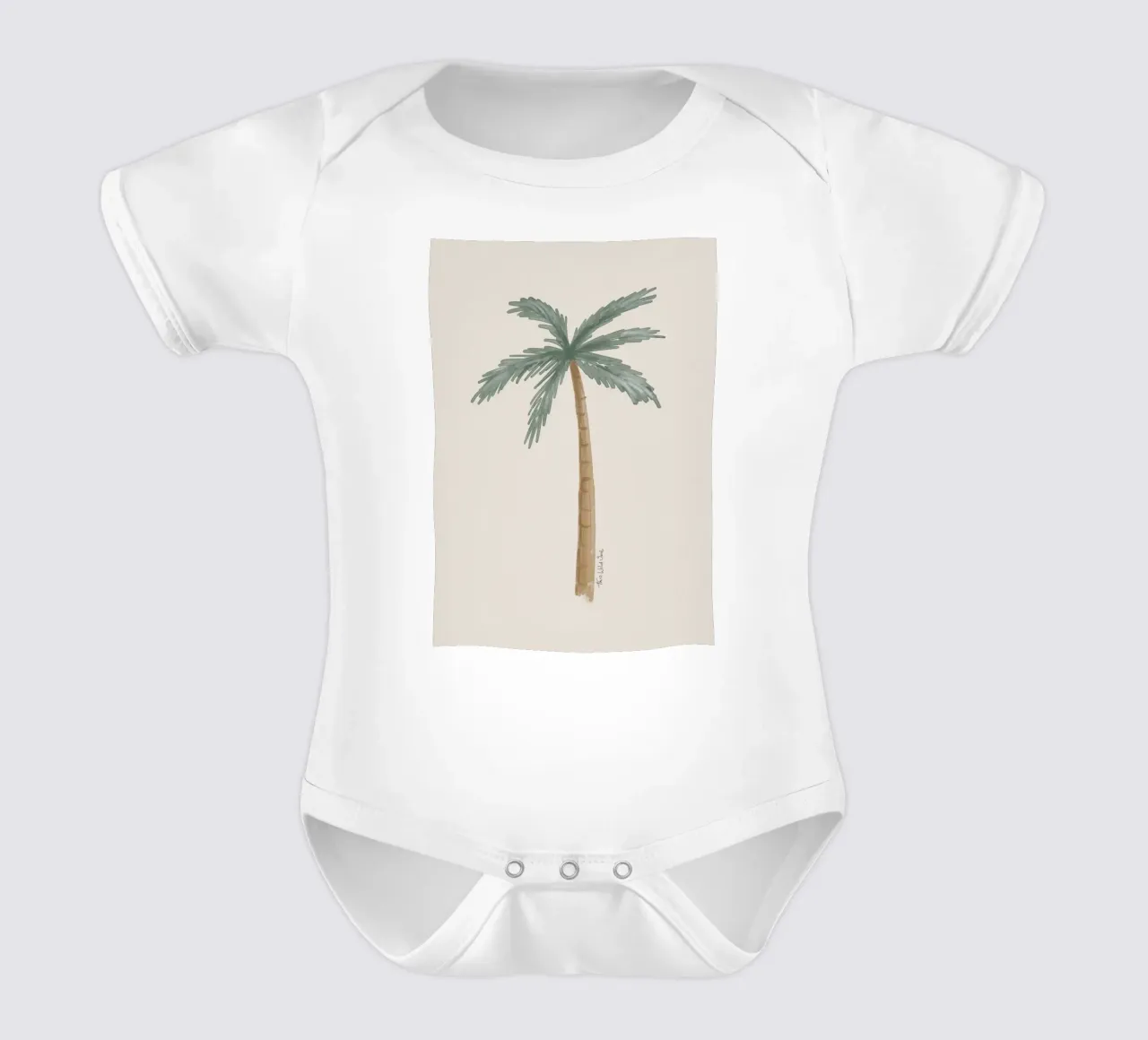 Illustration côtière boho palmier minimaliste taupe body bébé de This Wild Soul - Illustration