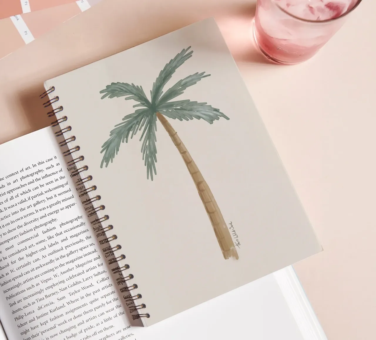 Coastal boho palm tree minimalist taupe illustration spiral notebook by This Wild Soul - Illustration