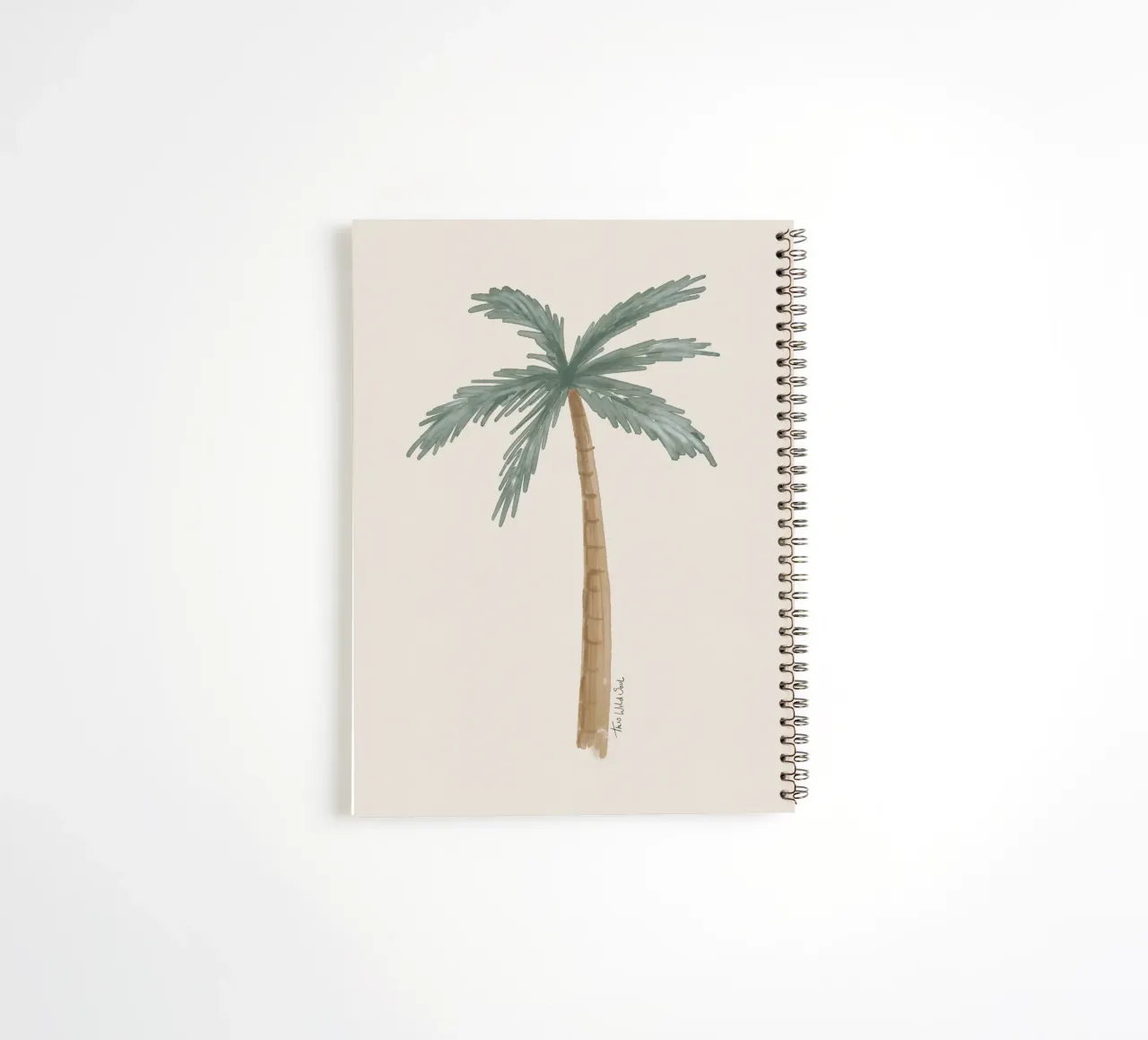Coastal boho palm tree minimalist taupe illustration spiral notebook by This Wild Soul - Illustration