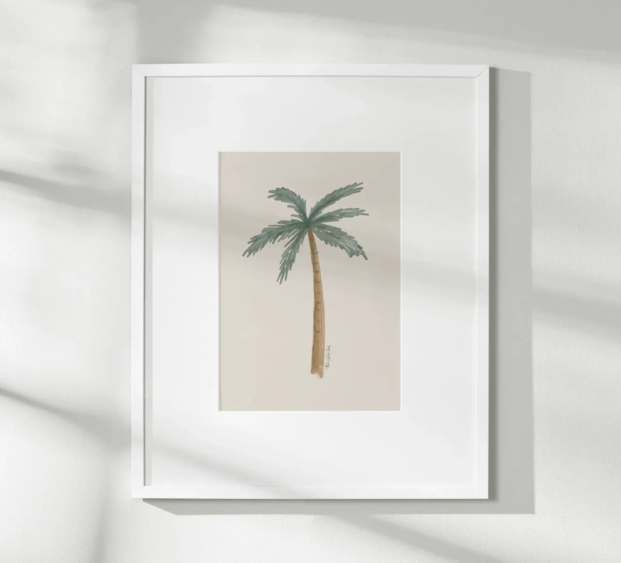 Kustboho palmboom minimalistische taupe illustratie poster met houten frame van This Wild Soul - Illustration