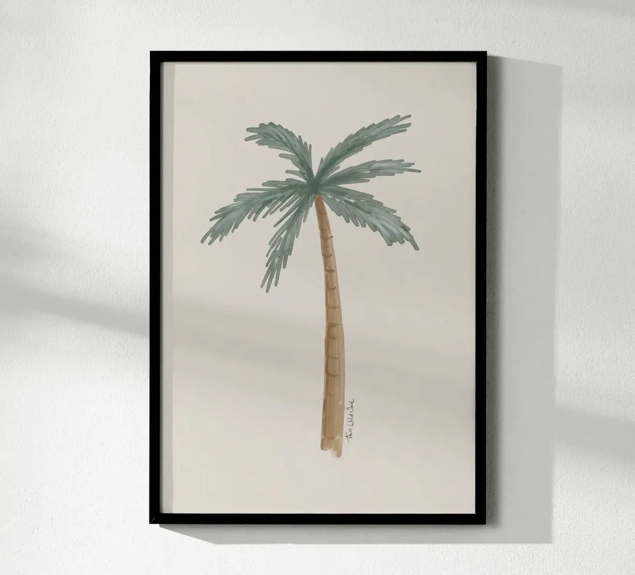 Kustboho palmboom minimalistische taupe illustratie poster met houten frame van This Wild Soul - Illustration