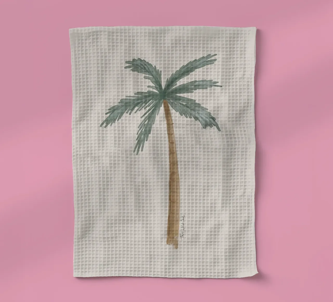 Illustration côtière boho palmier minimaliste taupe torchon de This Wild Soul - Illustration