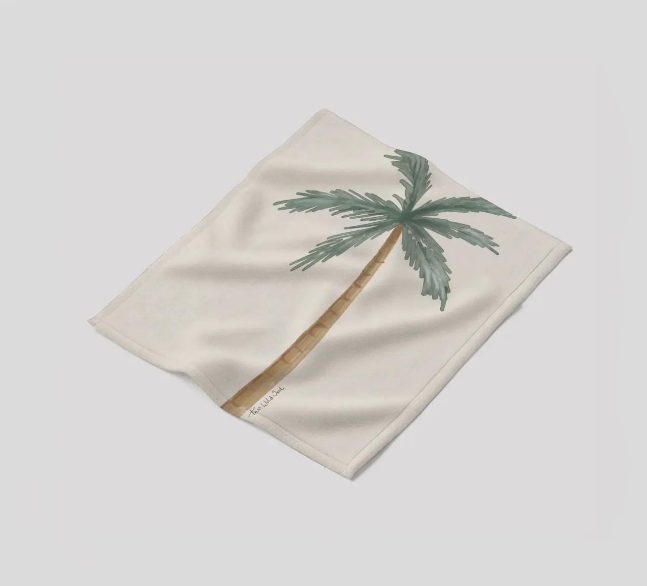Illustrazione costiera boho palma minimalista taupe coperta in pile da This Wild Soul - Illustration