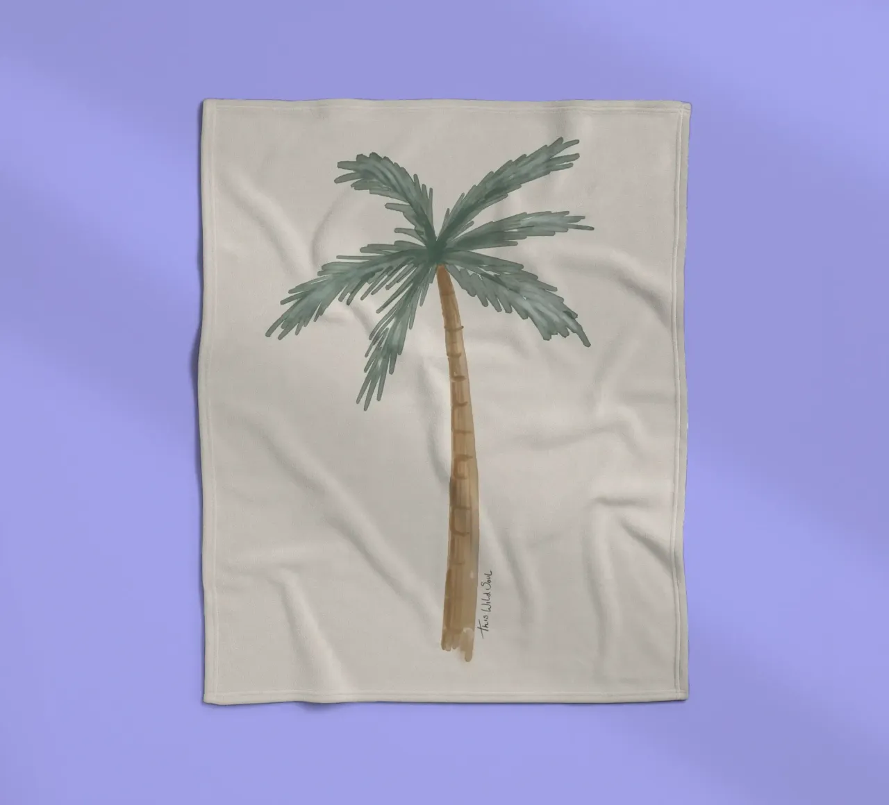 Illustrazione costiera boho palma minimalista taupe coperta in pile da This Wild Soul - Illustration