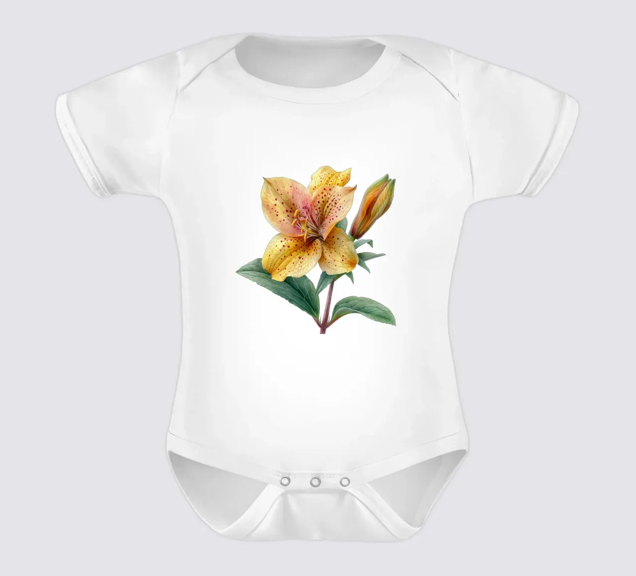 Toad Lily Flower short-sleeve baby romper by Bold Blooms