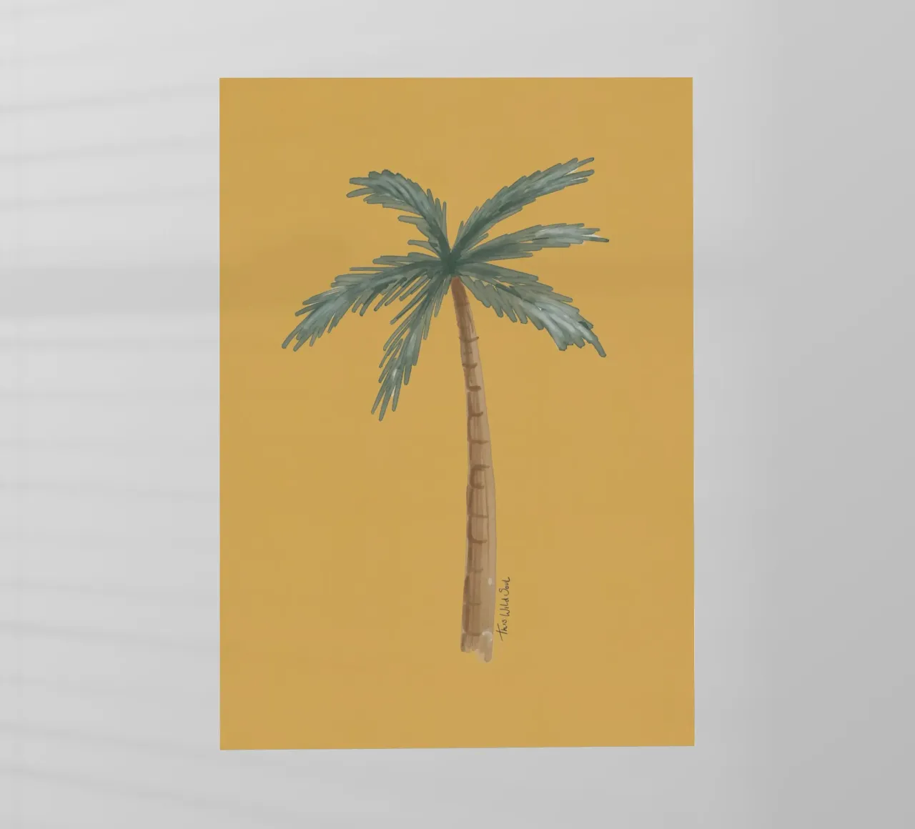 Coastal boho palm tree minimalist yellow ochre illustration pellicola backlit da This Wild Soul - Illustration