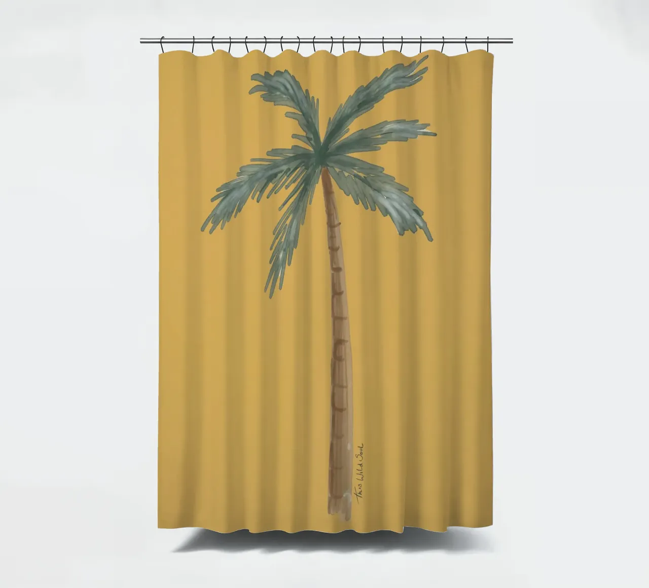 Coastal boho palm tree minimalist yellow ochre illustration Duschvorhang von This Wild Soul - Illustration