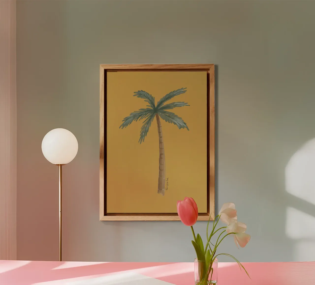 Coastal boho palm tree minimalist yellow ochre illustration alluminio dibond da This Wild Soul - Illustration
