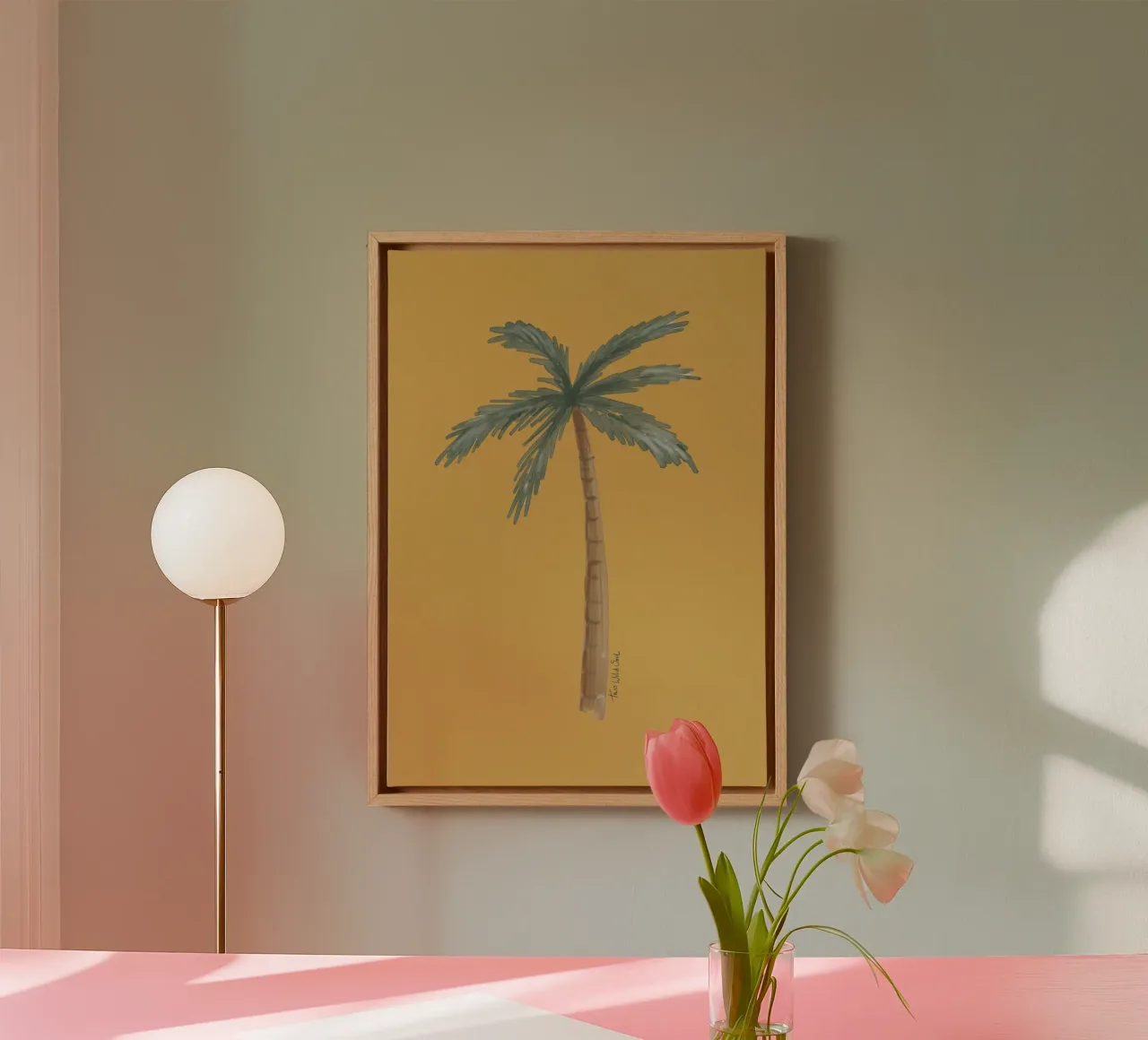 Coastal boho palm tree minimalist yellow ochre illustration canvas van This Wild Soul - Illustration