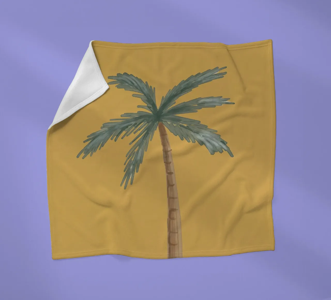 Coastal boho palm tree minimalist yellow ochre illustration Fleecedecke von This Wild Soul - Illustration