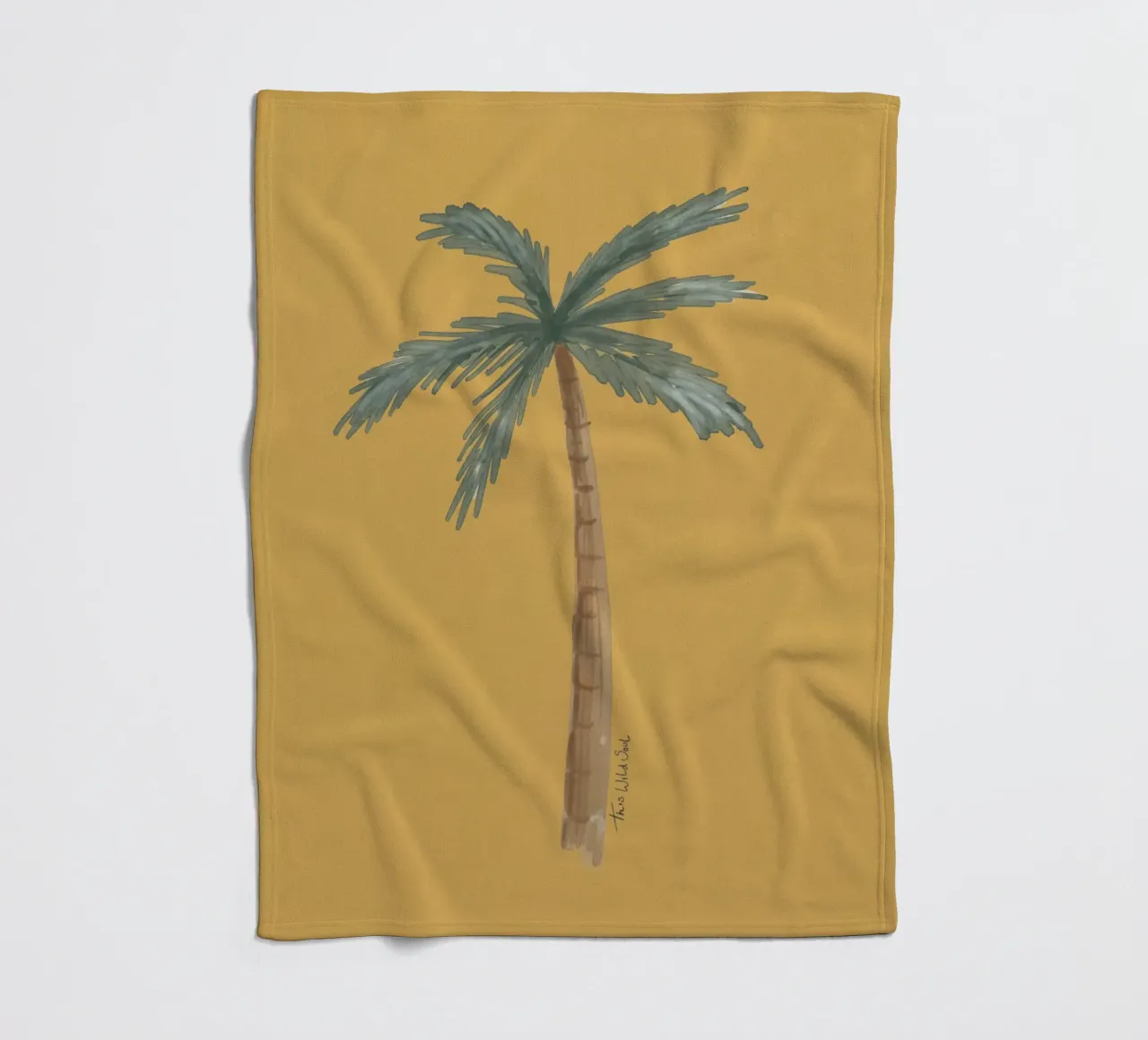 Coastal boho palm tree minimalist yellow ochre illustration Fleecedecke von This Wild Soul - Illustration