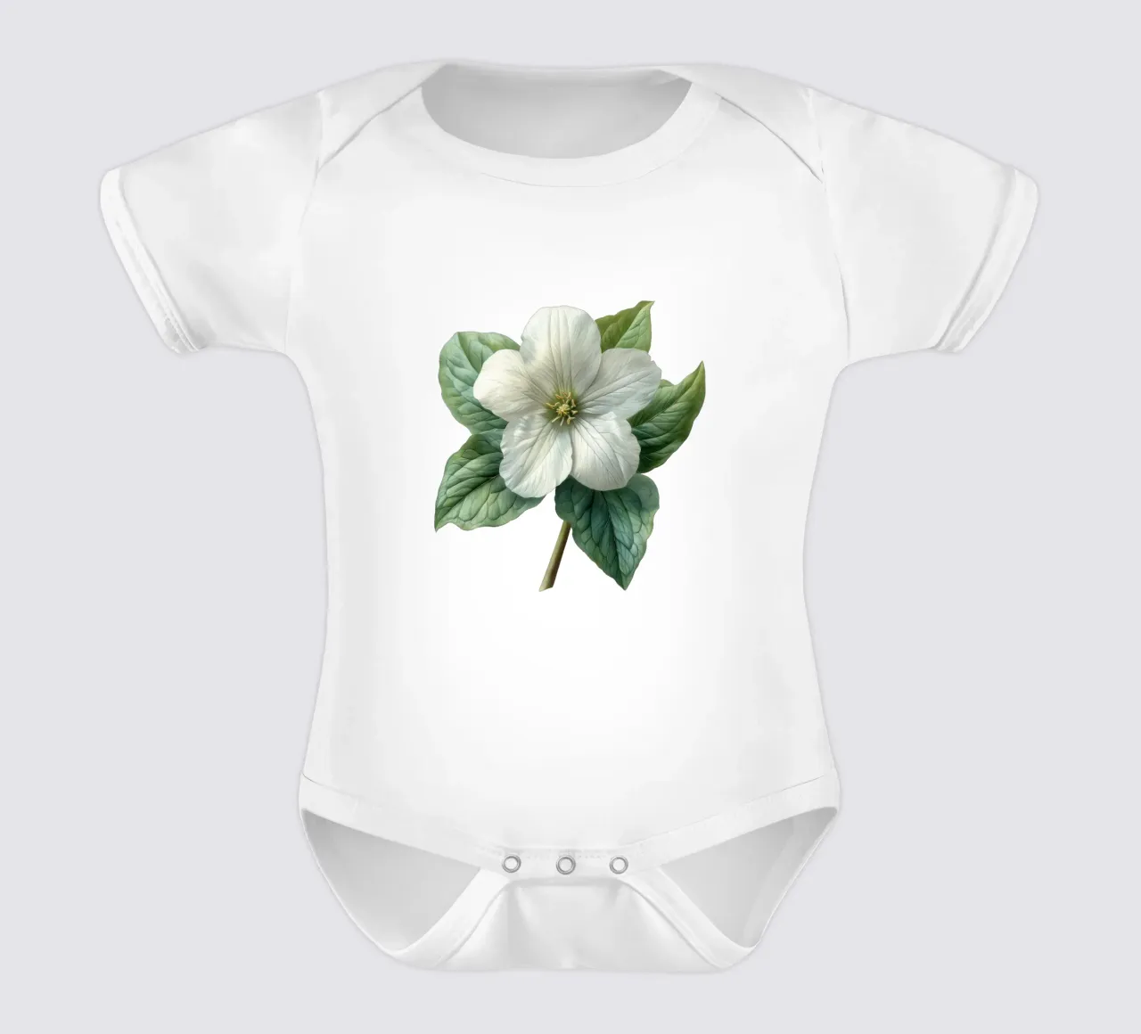 Trillium Flower short-sleeve baby romper by Bold Blooms
