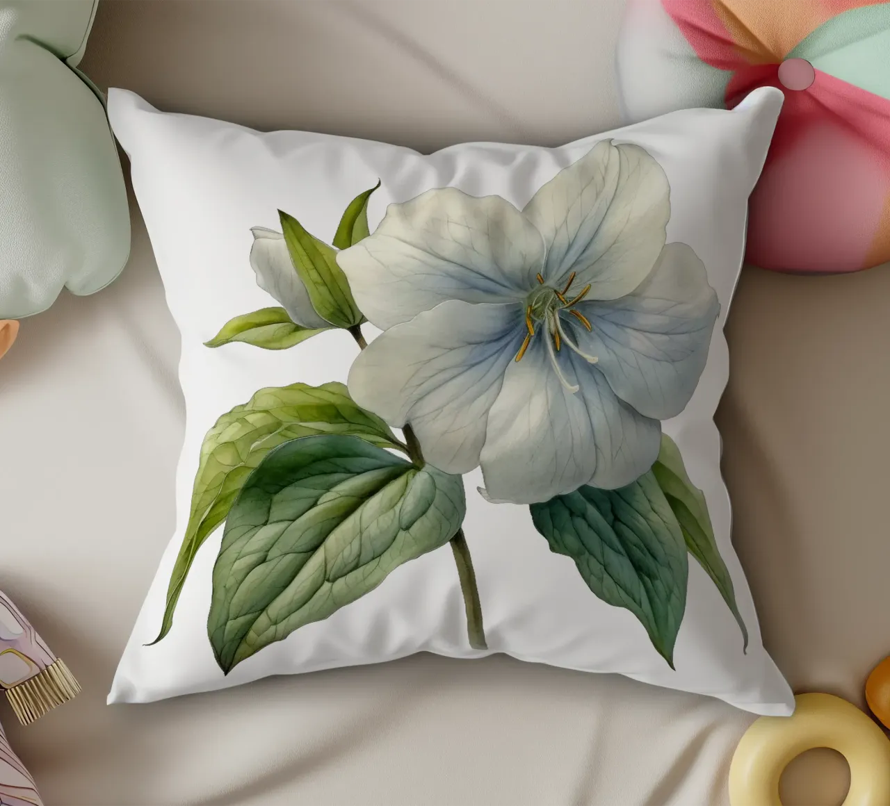 Fiore di trillium cuscino da Bold Blooms