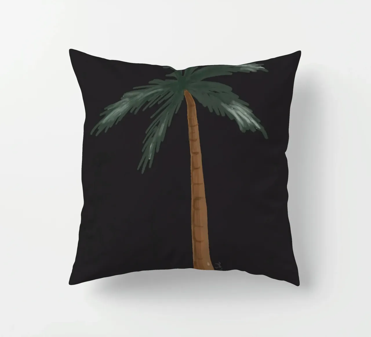 Palma boho costiera minimalista nera tropicale acquerello cuscino da This Wild Soul - Illustration