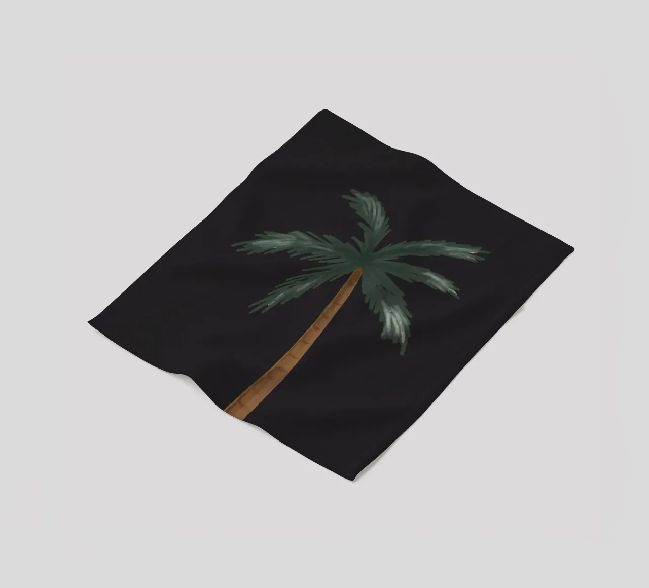 Coastal boho palm tree minimalist black tropical watercolor fleece blanket by This Wild Soul - Illustration