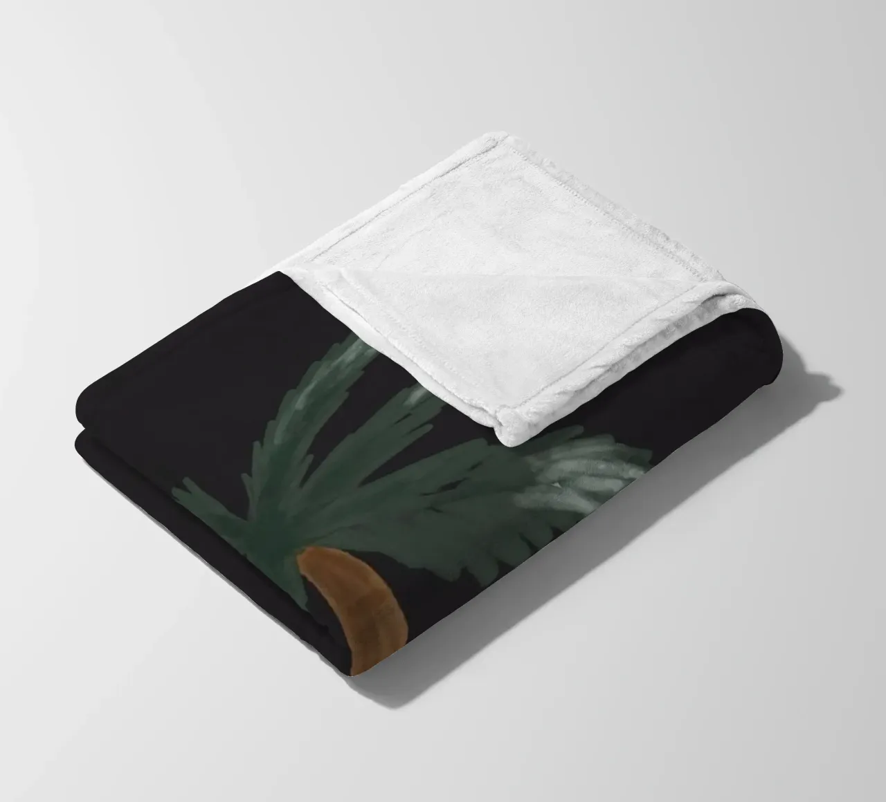Coastal boho palm tree minimalist black tropical watercolor fleece blanket by This Wild Soul - Illustration