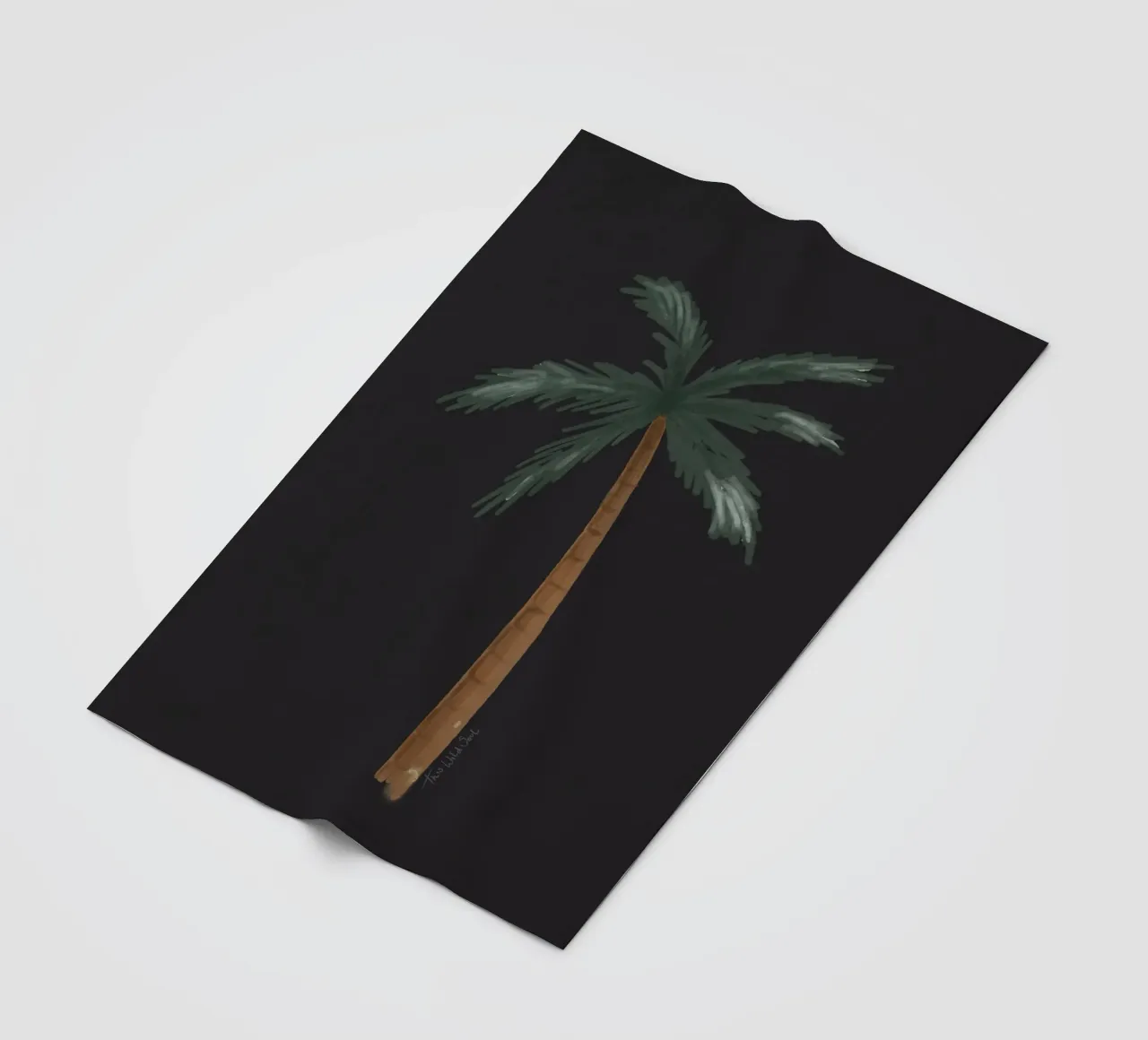 Coastal boho palm tree minimalist black tropical watercolor fleece blanket by This Wild Soul - Illustration